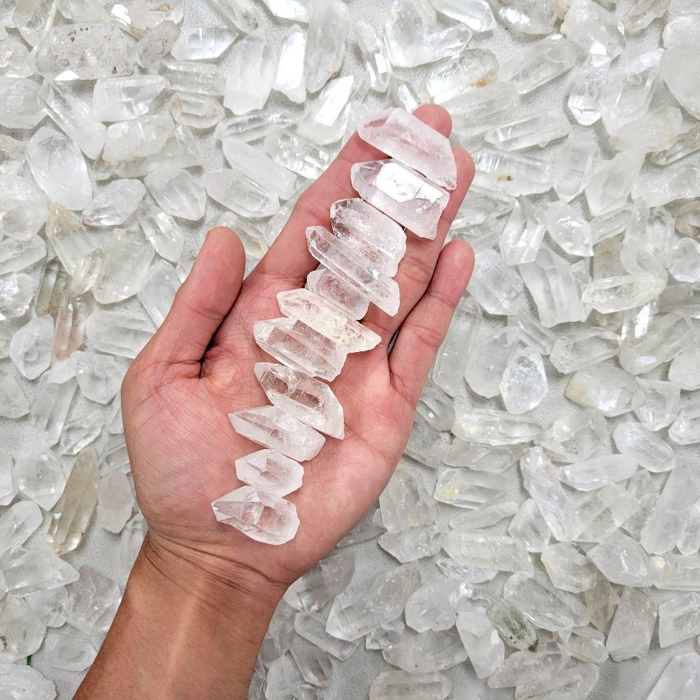 1 LB Mini Quartz Crystal Points Bulk Natural Clear Gemstones from Brazil